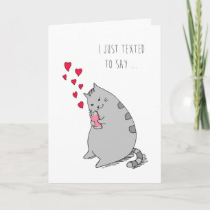 Festiva Tarjeta el día de San Valentín Cute Cat Textos Te 