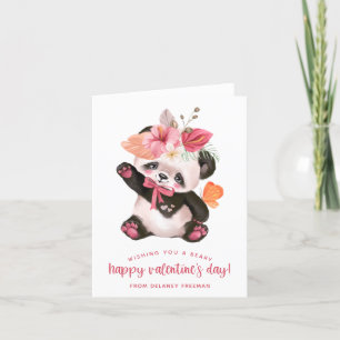 Festiva Tarjeta El día de San Valentín Cute Tropical Panda