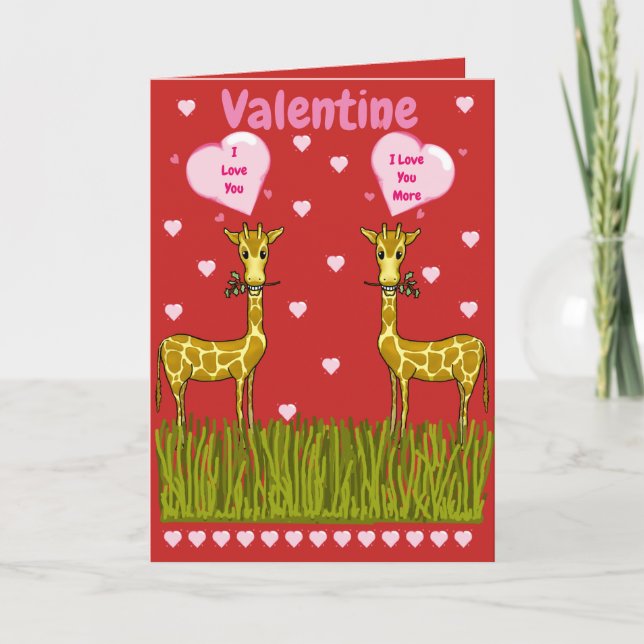 Festiva Tarjeta El día de San Valentín de Giraffe (Anverso)