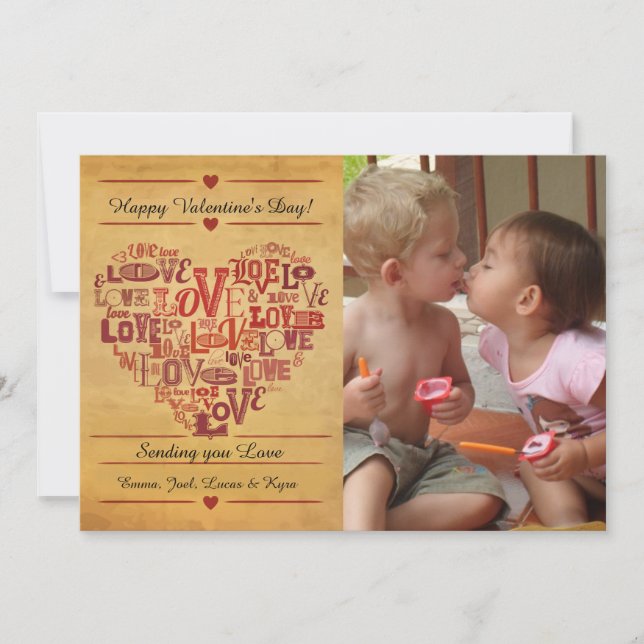 Festiva Tarjeta El día de San Valentín de Palabras de Amor (Anverso)