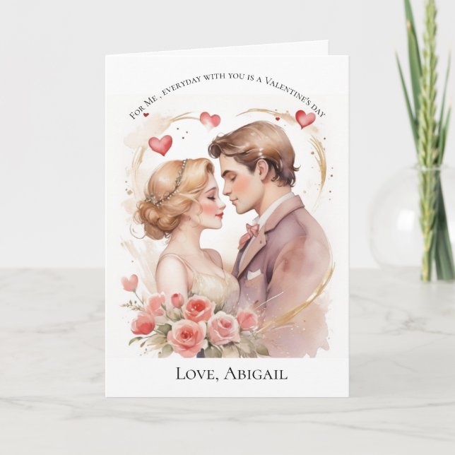 Festiva Tarjeta El día de San Valentín de pareja de corazó (Anverso)