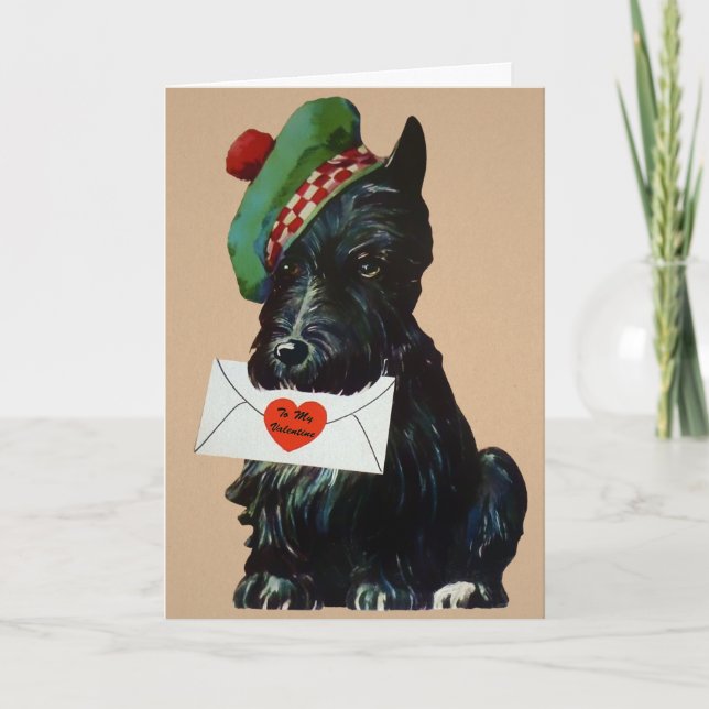 Festiva Tarjeta El día de San Valentín de perro de época (Anverso)