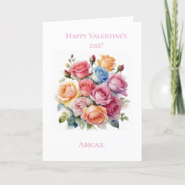 Festiva Tarjeta El día de San Valentín de ramo de rosa par