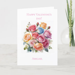 Festiva Tarjeta El día de San Valentín de ramo de rosa par