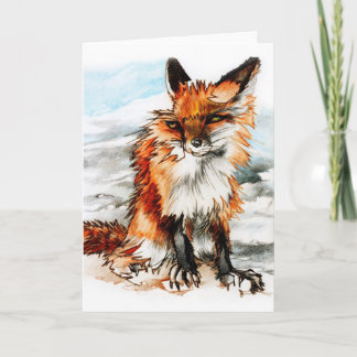 Festiva Tarjeta el día de San Valentín: dibujo de Fox roja