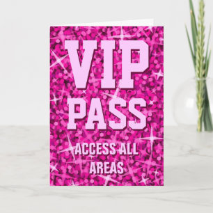 Festiva Tarjeta El día de San Valentín Glitz Pink "VIP Pas