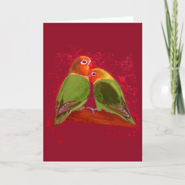Festiva Tarjeta - El día de San Valentín Lovebirds (Anverso)