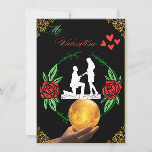 Festiva Tarjeta el día de San Valentín negra de la pareja