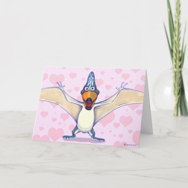 Festiva Tarjeta El día de San Valentín Pteranodon (Anverso)