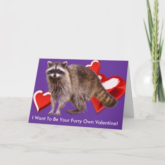 Festiva Tarjeta El día de San Valentín RACCOON BABY (Anverso)