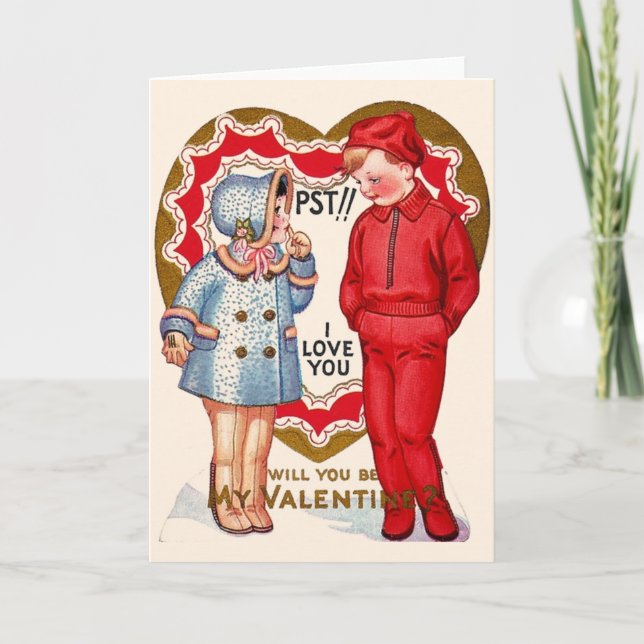 Festiva Tarjeta El día de San Valentín Retro Declaración D (Anverso)
