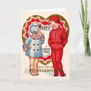 Festiva Tarjeta El día de San Valentín Retro Declaración D