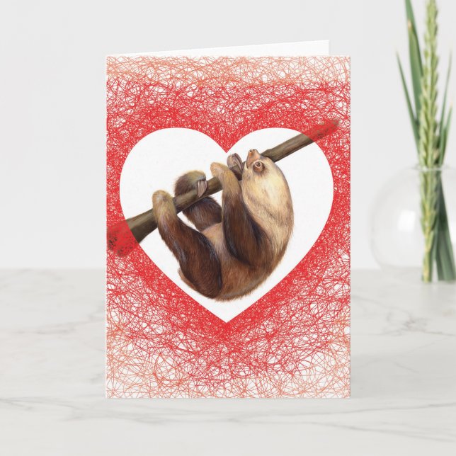 Festiva Tarjeta El día de San Valentín Sloth Love (Anverso)