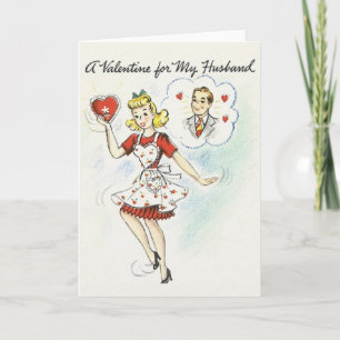 Festiva Tarjeta El día de San Valentín Vintage Para Marido