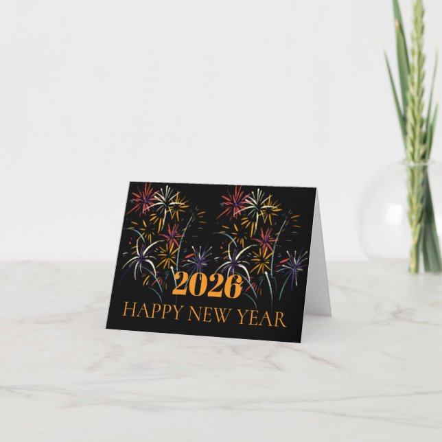 Festiva Tarjeta elegante de Feliz Año Nuevo 2026 (Anverso)