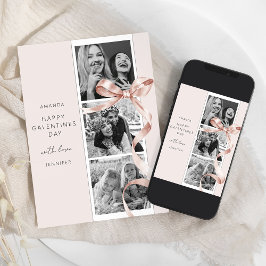 Festiva Tarjeta elegante del día de Galentines con lazo be