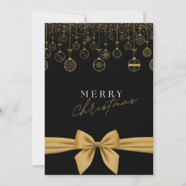 Festiva Tarjeta elegante negra y dorada "Feliz Navidad"