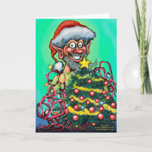 Festiva Tarjeta Elf Christmas Tree