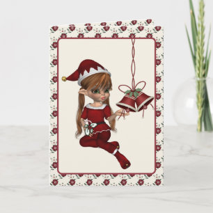 Festiva Tarjeta Elf de Navidades Auxiliares de Santa