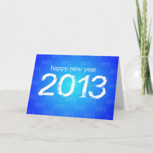 Festiva Tarjeta en blanco azul de la Feliz Año Nuevo