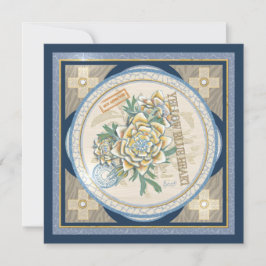 Festiva Tarjeta en blanco de flor amarilla de la Oficina d