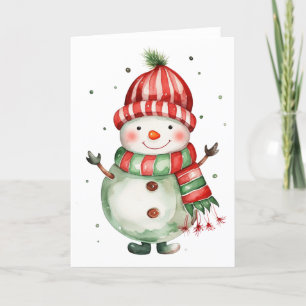 Festiva Tarjeta en Blanco de Hombre de Nieve Invernal