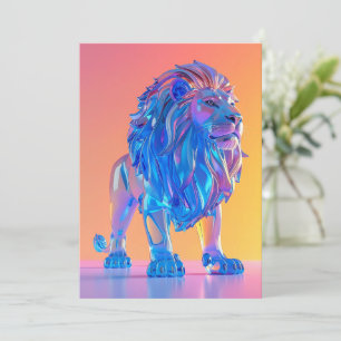 Festiva Tarjeta en blanco de León Azul Cristal