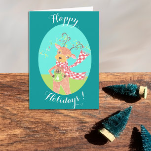 Festiva Tarjeta en blanco de reno de Happy Holidays