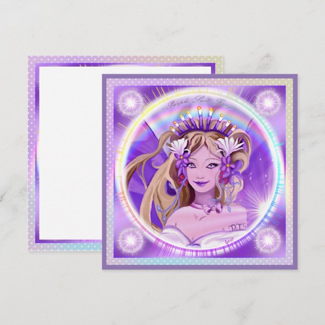 Festiva Tarjeta en blanco Purple Sun Fairy (Anverso / Reverso)