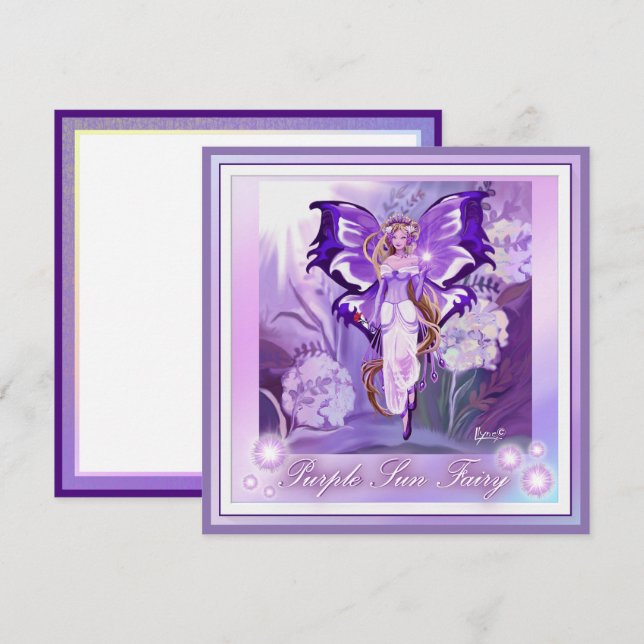 Festiva Tarjeta en blanco Purple Sun Fairy (Anverso / Reverso)