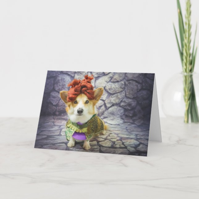 Festiva Tarjeta en blanco Queen Corgi (Anverso)