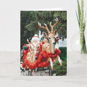 Festiva Tarjeta en blanco Santa y reno