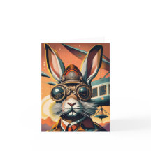 Tarjeta en blanco Steampunk Easter Rabbit