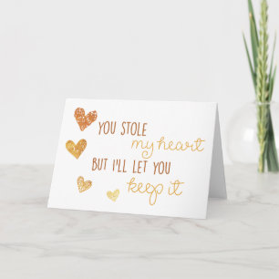 Festiva tarjeta en blanco usted robó mi lindo romántico
