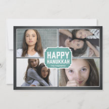 Tarjeta enmarcada azul de la foto de Jánuca de la