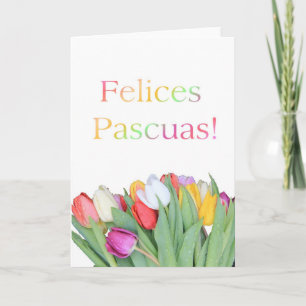 Festiva Tarjeta española de Pascua - Felices Pascuas - tul