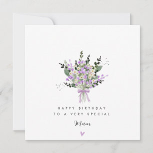 Festiva Tarjeta especial de cumpleaños para mamá con ramo