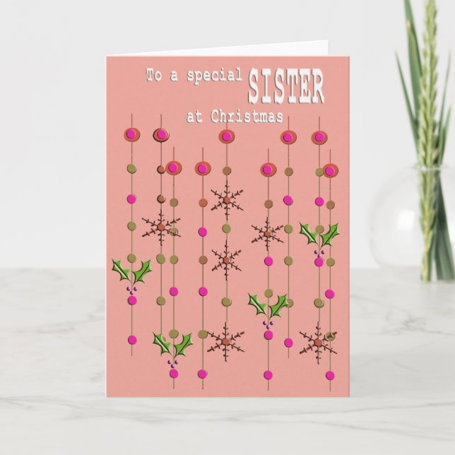 Festiva Tarjeta especial para Navidades de hermanas (Anverso)