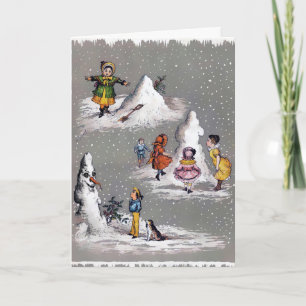 Festiva Tarjeta espeluznante del muñeco de nieve del