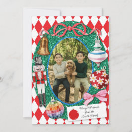 Festiva Tarjeta falsa de adornos navideños para Purpurinas