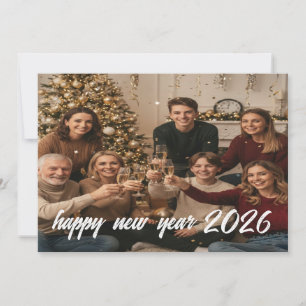 Festiva Tarjeta familiar de Año Nuevo con el corazón