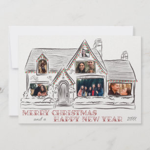 Festiva Tarjeta familiar de la casa de los Navidades de va