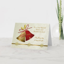 Festiva Tarjeta familiar de navidades con campanas y copos