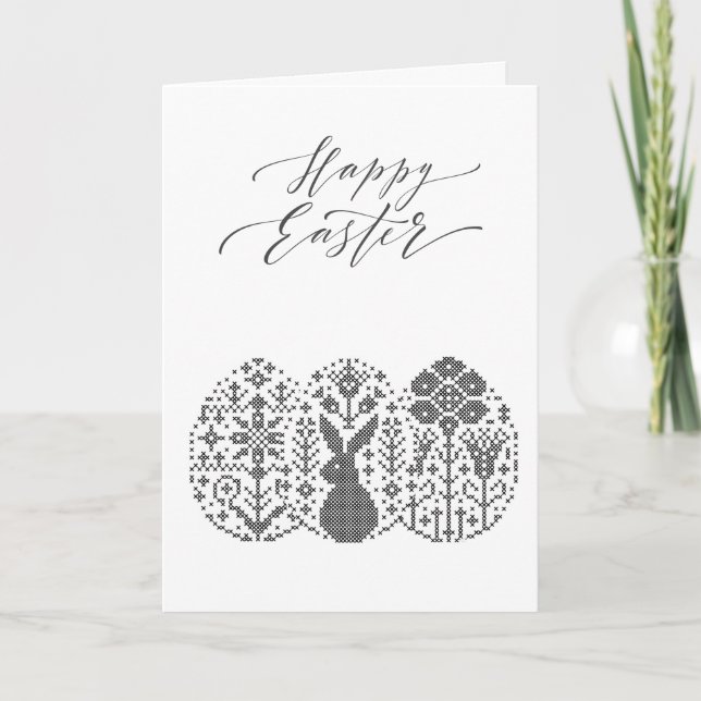 Festiva Tarjeta Fancy Black and White Easter Day (Anverso)