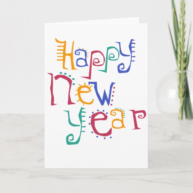 Festiva Tarjeta Feliz Año Nuevo (Anverso)
