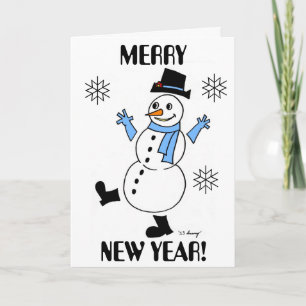 Festiva Tarjeta "FELIZ AÑO NUEVO" para Snowman
