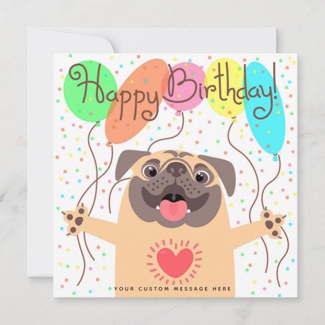 Festiva Tarjeta feliz de cumpleaños personalizada con glob (Anverso)