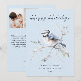 Festiva Tarjeta Feliz de Foto Familiar de Pájaro Mágico de