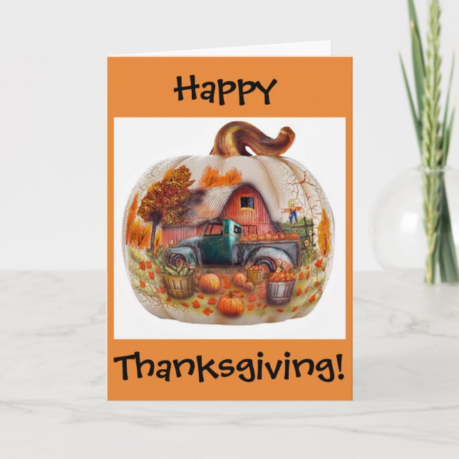 Festiva Tarjeta feliz de la acción de gracias, camión de (Anverso)