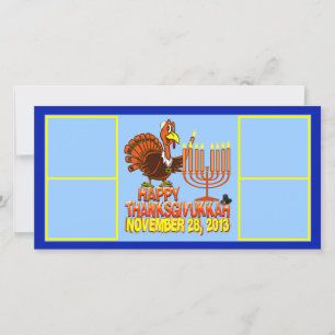 Festiva Tarjeta feliz de la foto de Thanksgivukkah